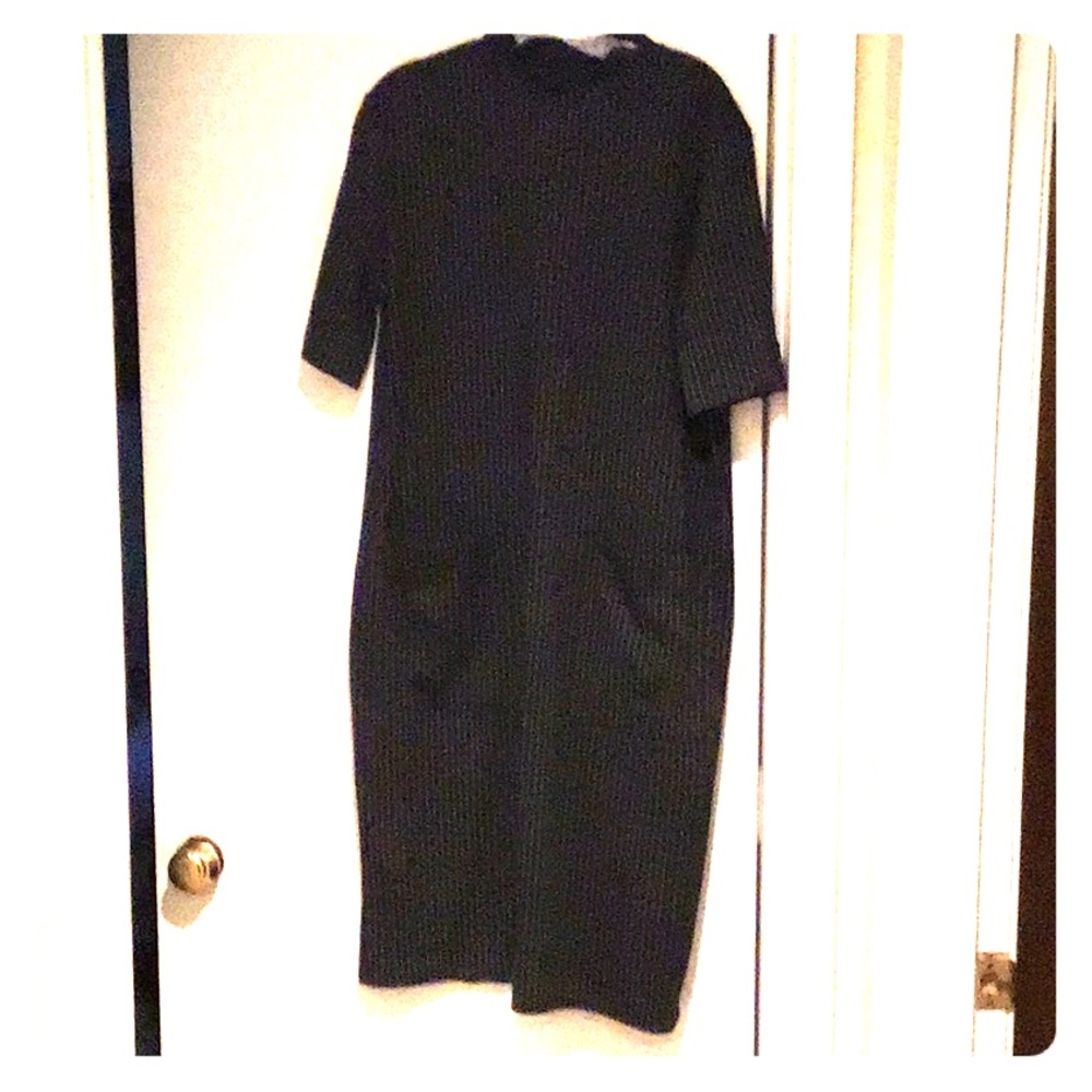 Zara Woman charcoal grey stripe dress